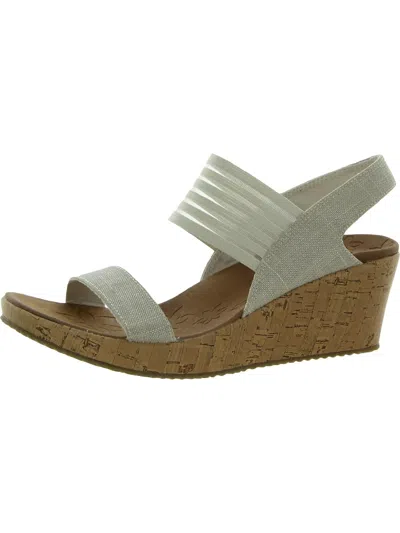 Shop Skechers Beverlee-smitten Kitten Womens Shimmer Platform Wedge Sandals In White
