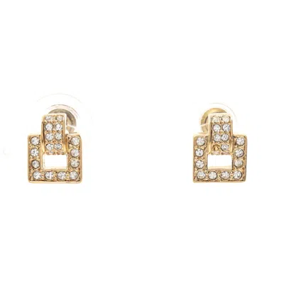 Shop Dior Earrings Gp Rhinestone Gold Clear