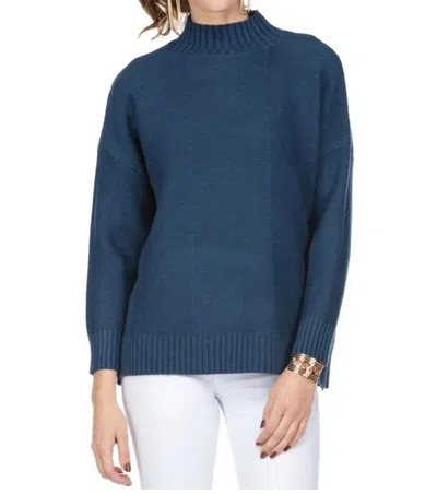 Shop Jade Mock Neck Sweater In Indigo In Blue
