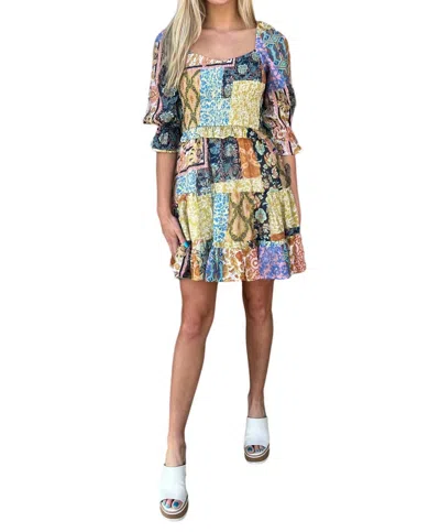Shop Fate Smocked Bodice Dress In Patchwork Print In Multi
