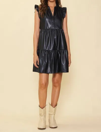 Shop Skies Are Blue Vegan Leather Tiered Mini Dress In Black