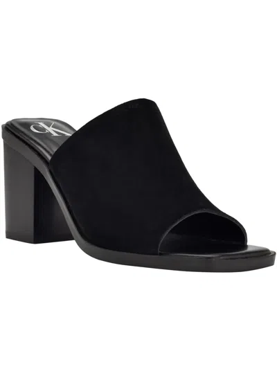 Shop Calvin Klein Clancy Womens Square Toe Casual Block Heel In Black