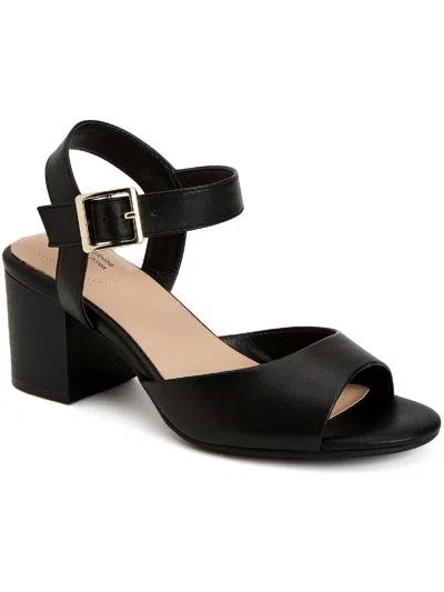 Shop Giani Bernini Townsonn Womens Faux Leather Ankle Strap Block Heels In Black
