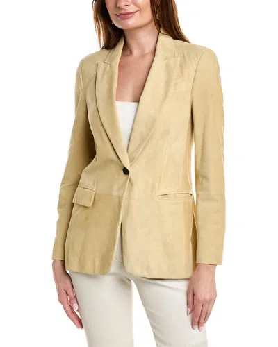 Shop Brunello Cucinelli Leather Jacket In Yellow