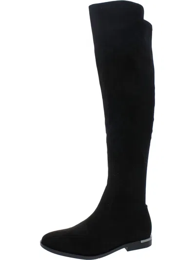Shop Calvin Klein Rania 2 Womens Faux Suede Dressy Knee-high Boots In Black