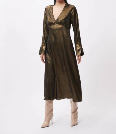 Shop Frnch Lisna Dress In Gold In Green