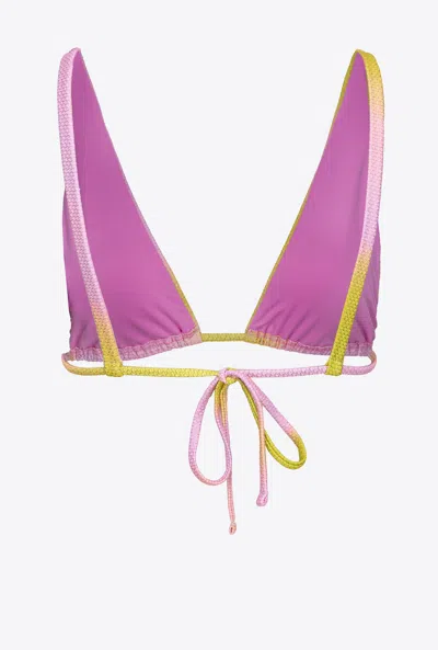Shop Pinko Haut De Bikini Triangle Dégradé In Jaune/rose