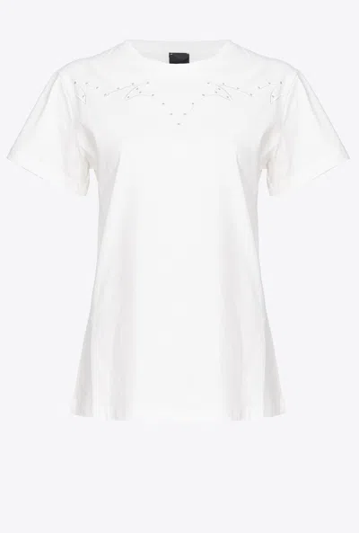 Shop Pinko T-shirt With Rodeo Embroidery In Snow White