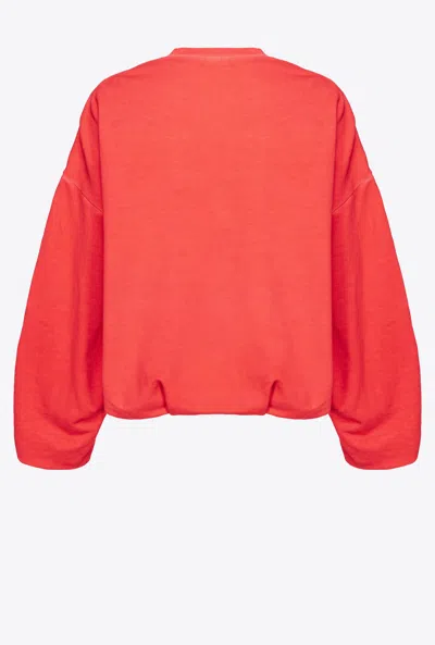 Shop Pinko Oversized Sweatshirt With Logo Print In Dulcamara Red