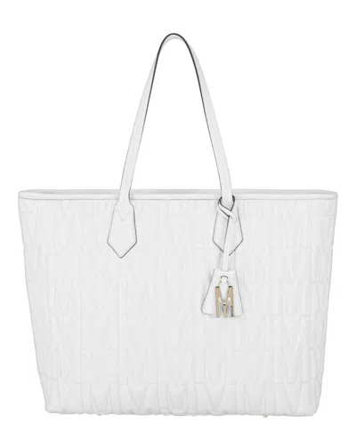 Shop Moschino M-quilted Leather Tote In White