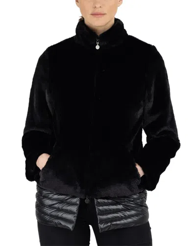 Shop Snowman New York Plush Down Coat In Black