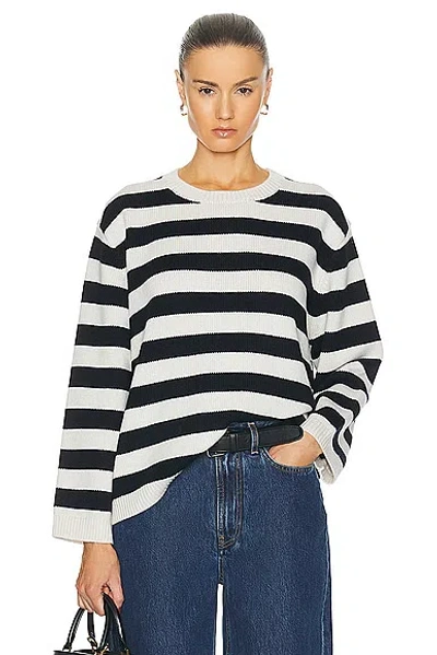 Shop Nili Lotan Trina Sweater In Ivory & Dark Navy Stripe