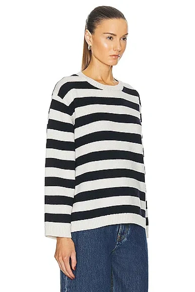 Shop Nili Lotan Trina Sweater In Ivory & Dark Navy Stripe