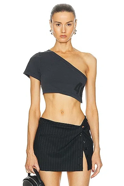 Shop Courrèges Tuba Printed Stonewashed Cropped Top In Stonewashed Grey