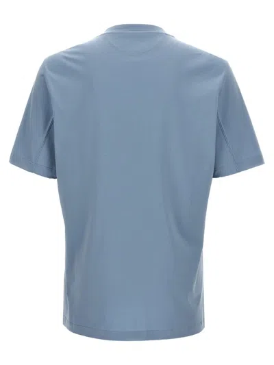 Shop Brunello Cucinelli Logo Print T-shirt In Blue