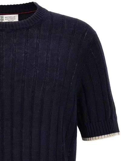 Shop Brunello Cucinelli Ribbed Sweater In Blue