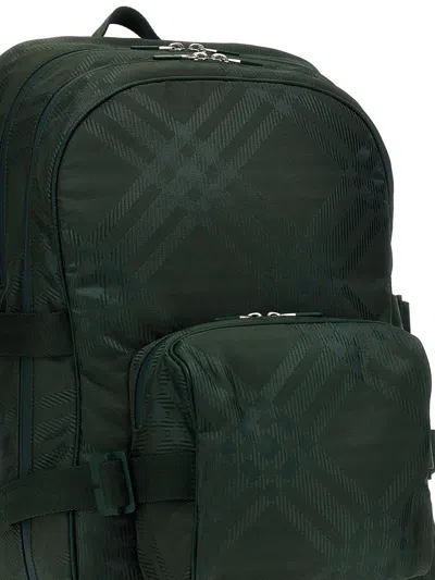 Burberry Check Pattern Backpack Adjustable Straps In Green
