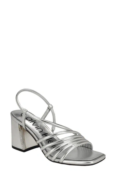 Shop Calvin Klein Holand Strappy Sandal In Silver