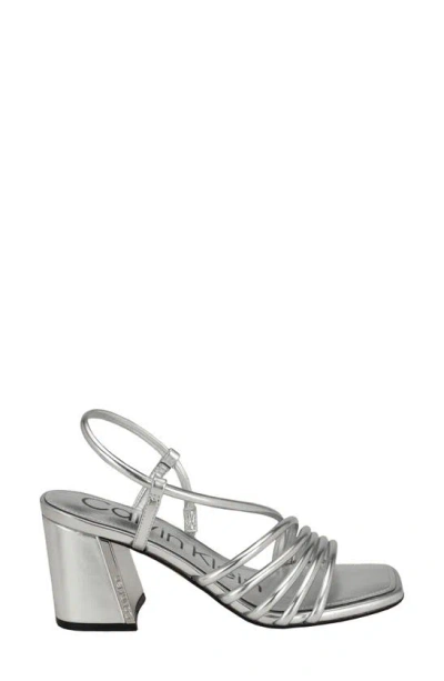 Shop Calvin Klein Holand Strappy Sandal In Silver