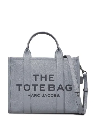 Shop Marc Jacobs The Medium Leather Tote Bag In Wolf Grey