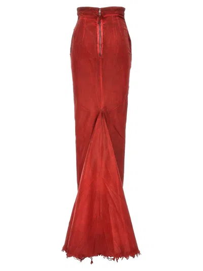 Shop Rick Owens 'dirt Pillar Long' Skirt In Red
