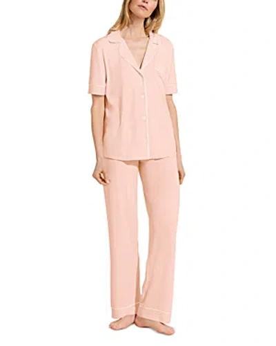 Shop Eberjey Gisele Short Sleeve Long Pant Pajama Set In Petal Pink Ivory