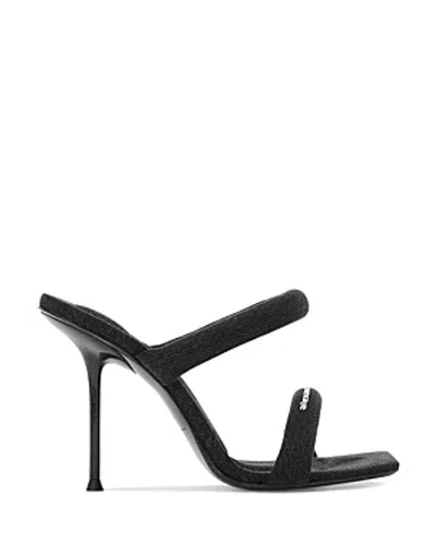 Shop Alexander Wang Women's Julie Tubular Webbing High Heel Sandals In Grey Aged