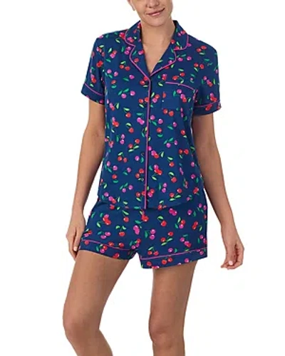 Shop Kate Spade New York Short Sleeve Knit Boxer Pajama Set In Blue Port