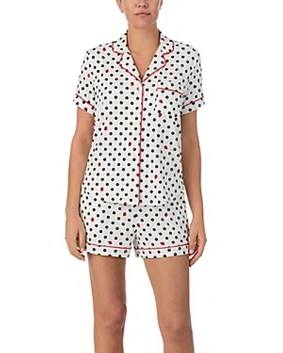Shop Kate Spade New York Short Sleeve Knit Boxer Pajama Set In White Dot