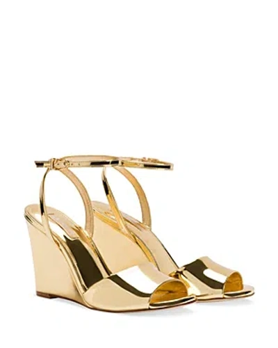 Shop Larroude Women's Yves Ankle Strap Wedge Sandals In Gold