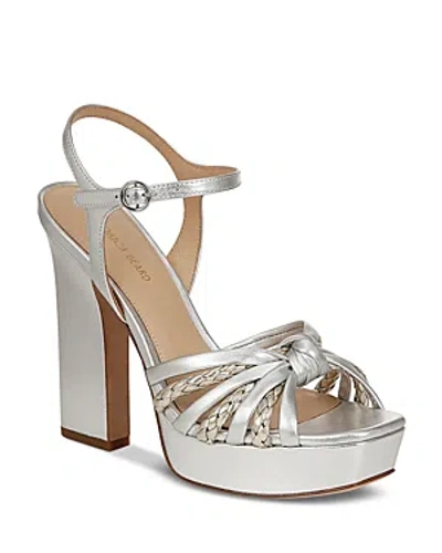 Shop Veronica Beard Women's Flavia Ankle Strap Platform High Heel Sandals In Silver/platinum