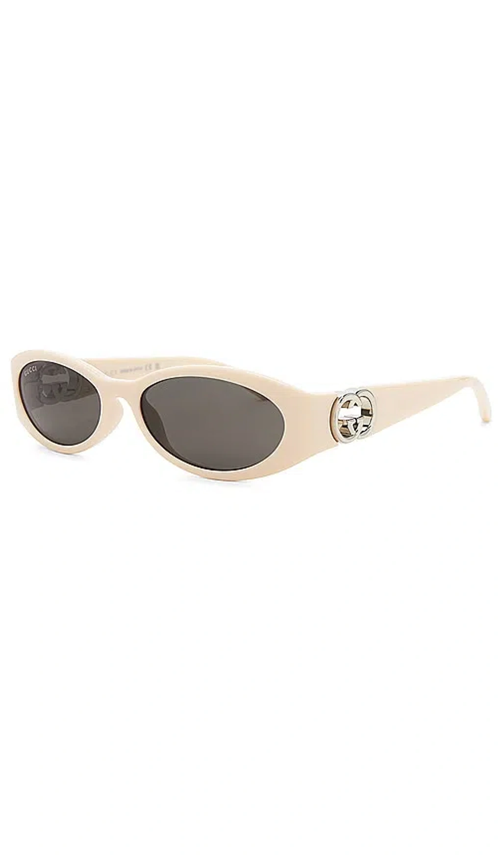 Gucci Hailey Oval Sunglasses In Ivory Ivory Grey | ModeSens display picture 1