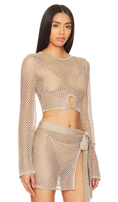 House Of Harlow 1960 X Revolve Sana Metallic Open Stitch Top In 金色