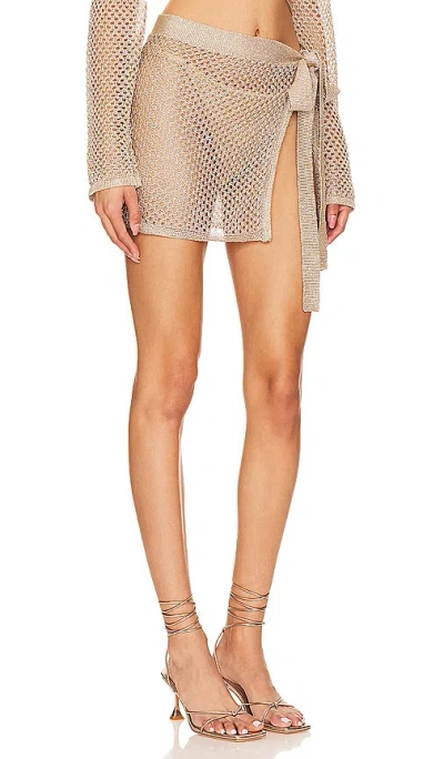 House Of Harlow 1960 X Revolve Sana Metallic Open Stitch Tie Skirt In 金色