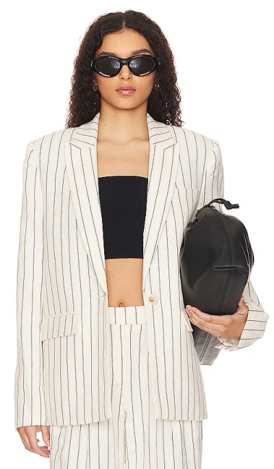 House Of Harlow 1960 X Revolve Celia Oversized Blazer In Cream & Indigo