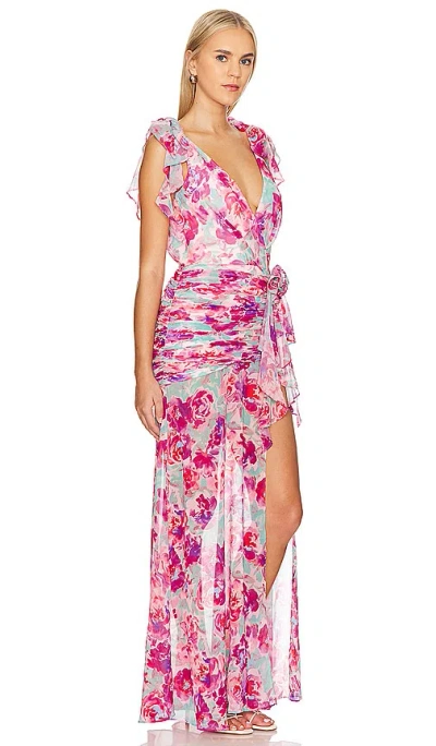 Lovers & Friends X Anja Dujakoviä Jade Gown In Pink Floral Multi