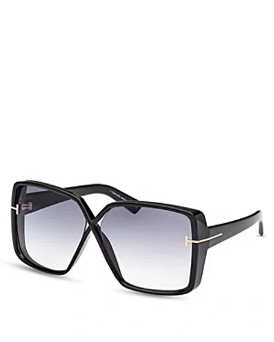 Shop Tom Ford Yvonne Butterfly Sunglasses, 63mm In Black/gray Gradient