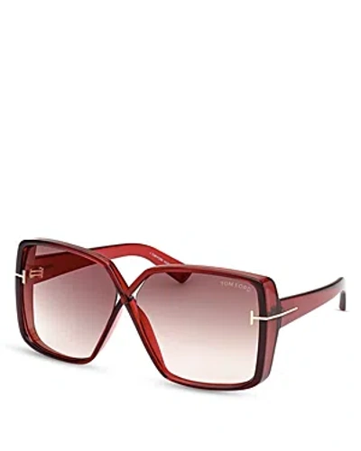 Shop Tom Ford Yvonne Butterfly Sunglasses, 63mm In Red/red Mirrored Gradient