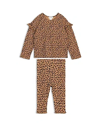 Shop Miles The Label Girls' Leopard Print Long Sleeve Top & Leggings Set - Baby In Camel