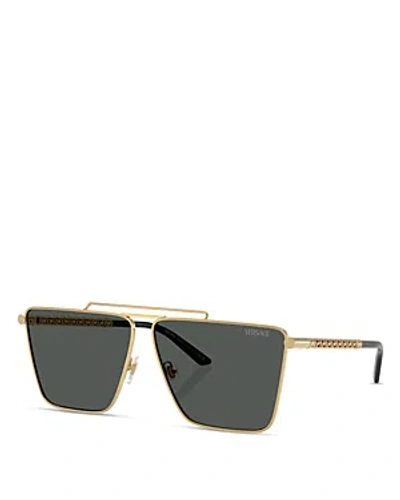 Shop Versace Pillow Sunglasses, 64mm In Gold/gray Solid