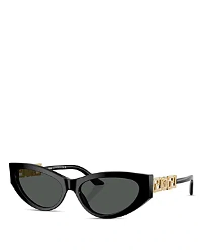 Shop Versace Bright Greca Cat Eye Sunglasses, 56mm In Black/gray Solid