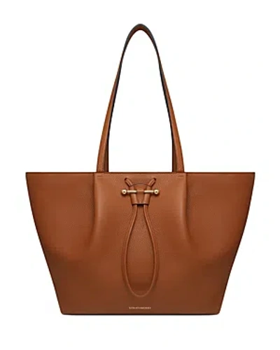 Shop Strathberry Osette Leather Shopper Tote In Tan/gold