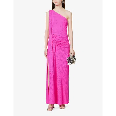 Shop Amy Lynn Women's Pink Rhinestone-embellished Stretch-woven Maxi Dress
