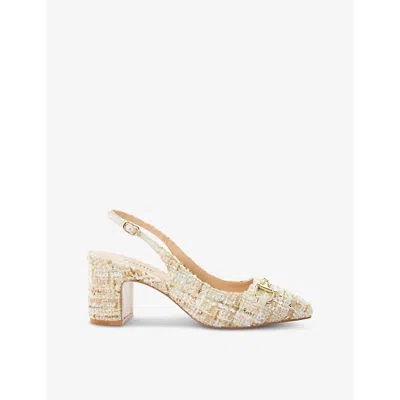 Shop Dune Women's Pastel-boucle Choices Chain-embellished Heeled Slingback Courts