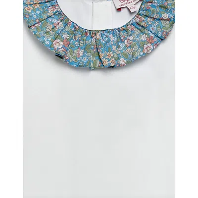 Shop Trotters Girls White/blue Hedgerow Kids Hedgerow Ramble-print Cotton Top 2-11 Years