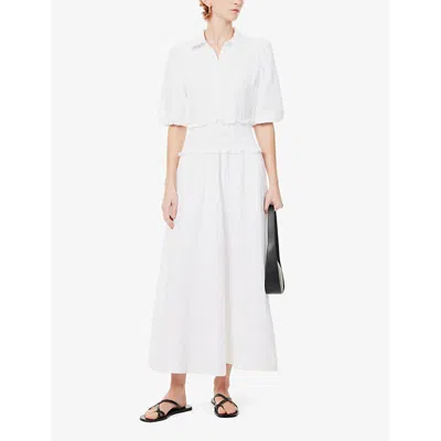 Shop Me And Em Women's Soft White Shirred Puffed-sleeve Cotton Maxi Dress