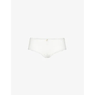 Shop Aubade Rosessence Mid-rise Stretch-lace Briefs In Opale