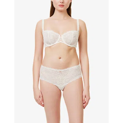 Shop Aubade Rosessence Mid-rise Stretch-lace Briefs In Opale