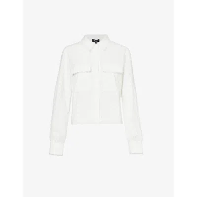 Shop Me And Em Women's Soft White Patch-pocket Cropped Cotton Shirt