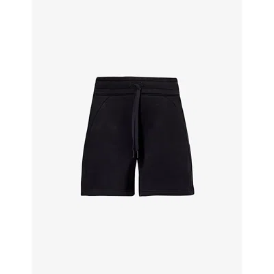 Shop Lululemon Women's Black Scuba Elasticated-waist Cotton-blend Shorts